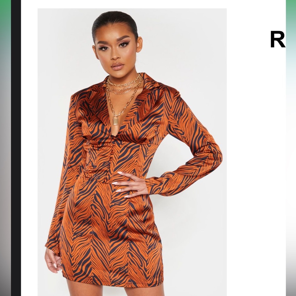 PLT Orange zebra print mini dress